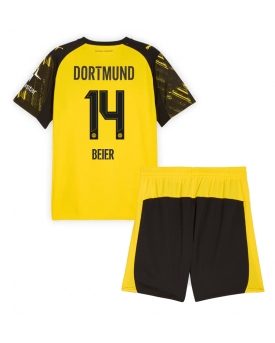 Borussia Dortmund Maximilian Beier #14 Maglia Gara Casa Repliche 2025-26 Bambino Maniche Corte